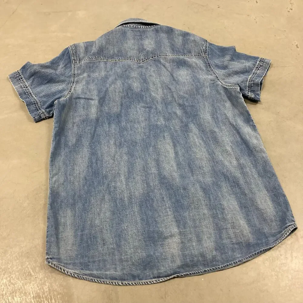 Y2K faded true religion button up shirt